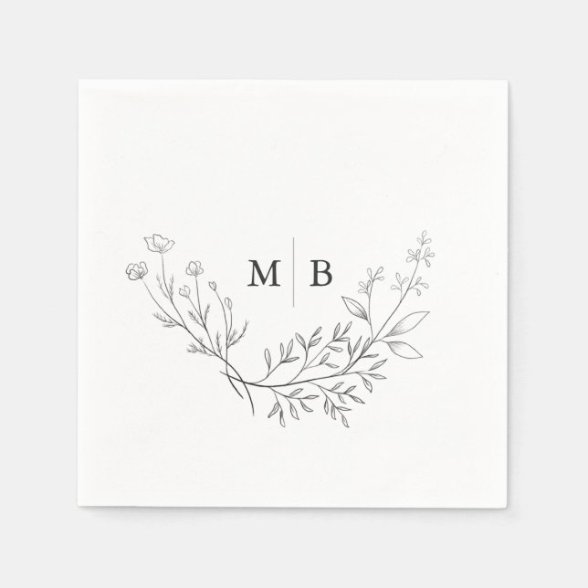 Guardanapo De Papel Monograma Formal Mínimo Casamento Napkins (Frente)