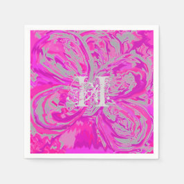 Guardanapo De Papel Monograma Fuchsia Pink Coctail Papel Napkins