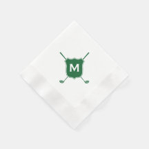 Monograma Golf Club Crest Diagonal Napkins Verde