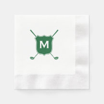 Monograma Golf Club Crest em Green Napkins
