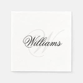Guardanapo De Papel Monograma Inicial do Nome Preto e Branco Personali