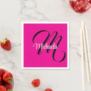 Guardanapo De Papel Monograma inicial minimalista moderno nome rosa qu