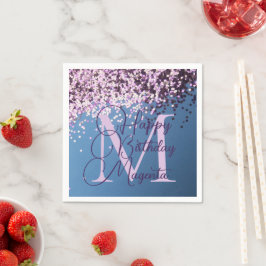 Guardanapo De Papel Monograma Lavanda Confetti Birthday Personalizado
