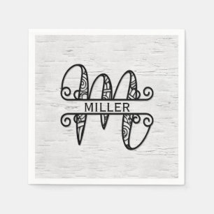 Guardanapo De Papel Monograma - Letra M com Nome da Família