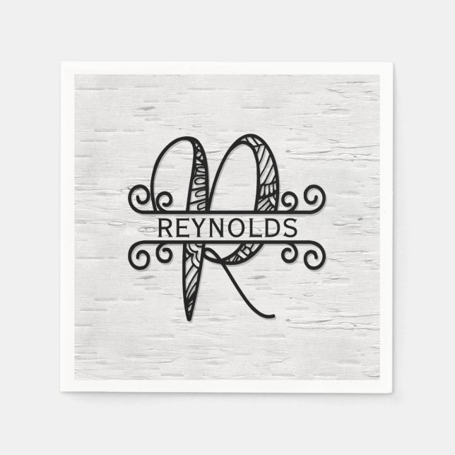 Guardanapo De Papel Monograma - Letra R com Nome da Família (Frente)