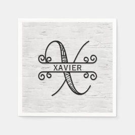 Guardanapo De Papel Monograma - Letra X com Nome da Família