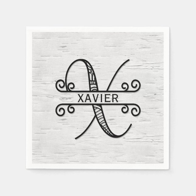 Guardanapo De Papel Monograma - Letra X com Nome da Família (Frente)