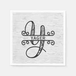 Guardanapo De Papel Monograma - Letra Y com Nome da Família
