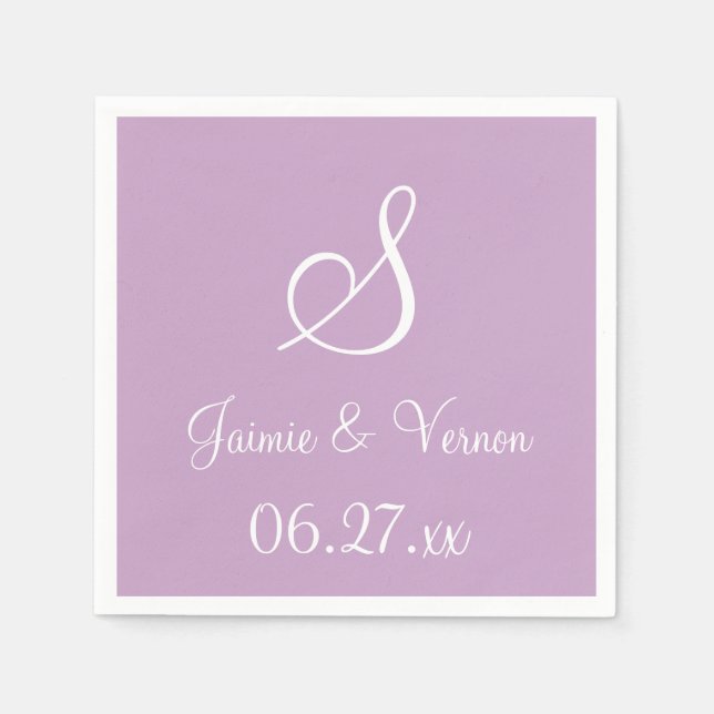 Guardanapo De Papel Monograma Lilac Sinônimos monocromáticos faseáveis (Frente)