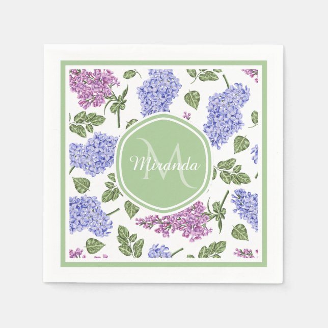 Guardanapo De Papel Monograma Lilás Lavanda (Frente)