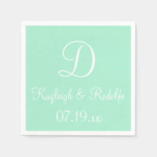 Guardanapo De Papel Monograma Luz Mint Exclusivo Papel Colorido Napki