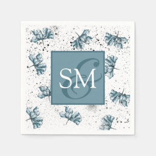 Guardanapo De Papel Monograma Mão pintada de azul