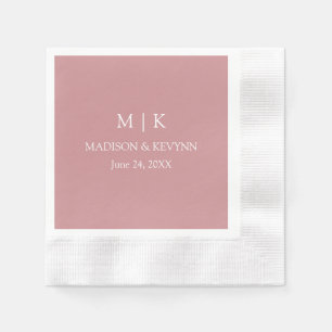 Guardanapo De Papel Monograma Minimalista Casado Dusty Rosa Cocktail