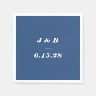 Guardanapo De Papel Monograma Minimalista de Casamento Azul Cobalto Pe