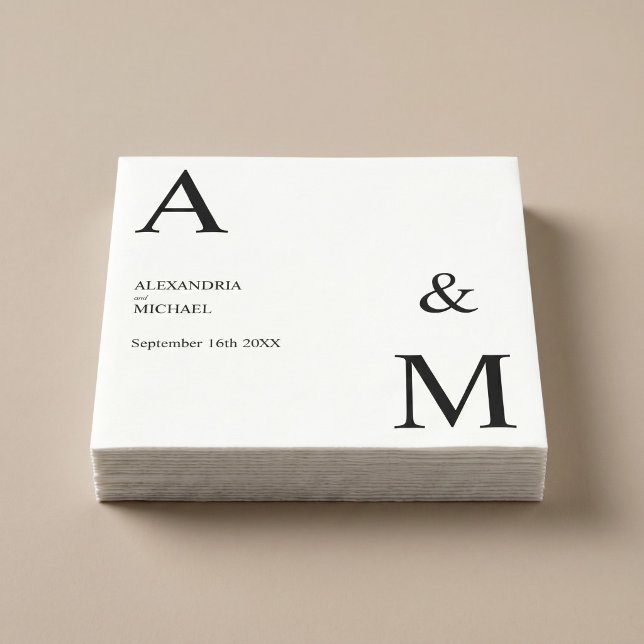 Guardanapo De Papel Monograma Minimalista Moderno (Criador carregado)