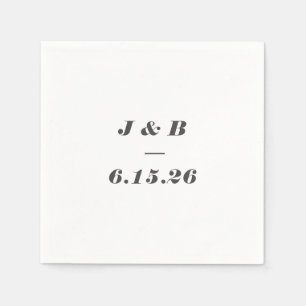 Guardanapo De Papel Monograma Minimalista Preto Branco Casamento Perso