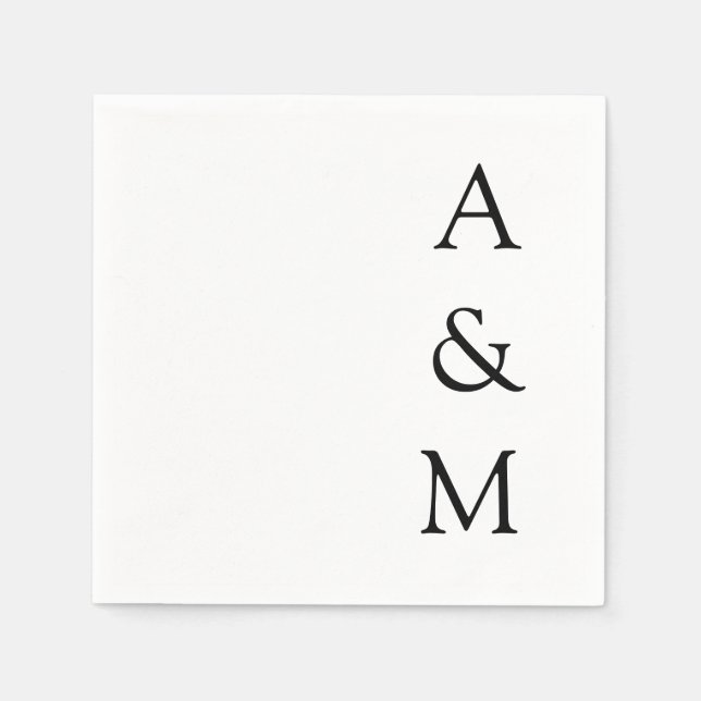 Guardanapo De Papel Monograma Mínimo Bold Monograma Boho Negra Casada  (Frente)