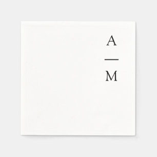 Guardanapo De Papel Monograma mínimo Trendy Chic Wedding Black White