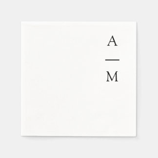 Guardanapo De Papel Monograma mínimo Trendy Chic Wedding Black White