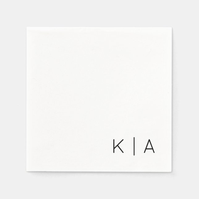 Guardanapo De Papel Monograma Moderno Casamento Cocktail Napkin (Frente)