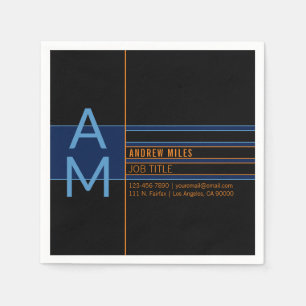 Guardanapo De Papel Monograma Moderno e Formas e Cores Editáveis