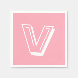 Guardanapo De Papel Monograma Moderno Grande Branco   Bebê rosa