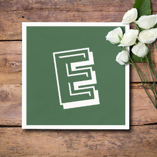Guardanapo De Papel Monograma Moderno Grande Branco Hunter Green