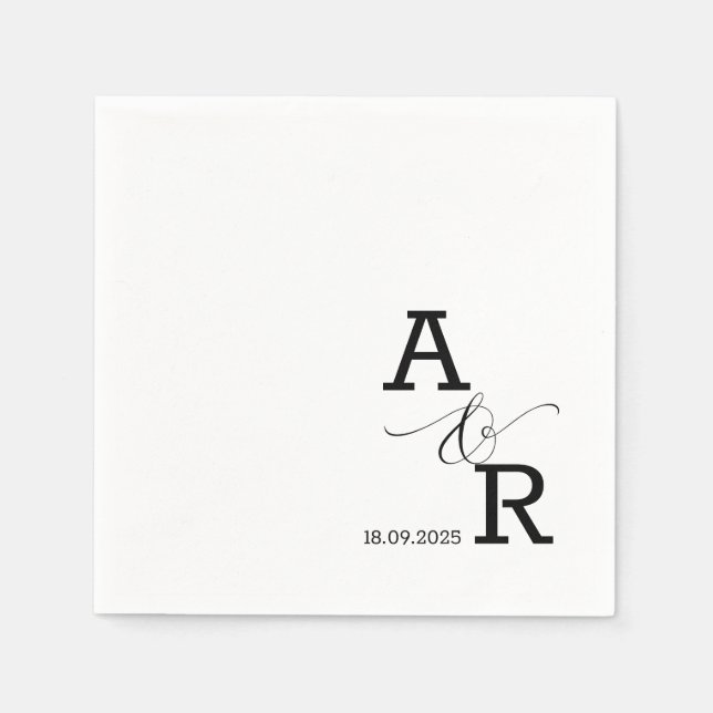 Guardanapo De Papel Monograma Moderno Personalizado Casamento Impresso (Frente)