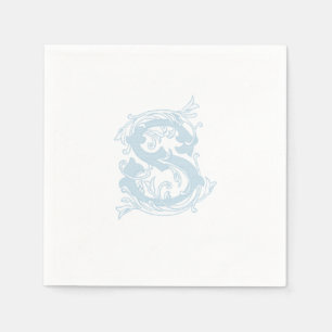 Guardanapo De Papel Monograma Monograma Coquetel Azul Claro Nápoles