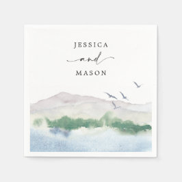 Guardanapo De Papel Monograma Mountain Lake Wedktail Napkin