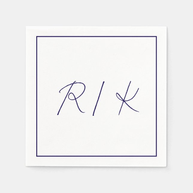 Guardanapo De Papel Monograma Na moda inicial Letras Marinho Casamento (Frente)