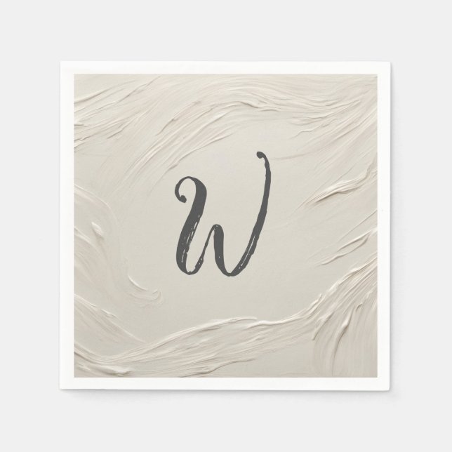 Guardanapo De Papel Monograma na textura de marfim de Abstrato (Frente)