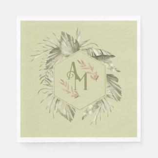 Guardanapo De Papel Monograma Palm Folha Verde 2