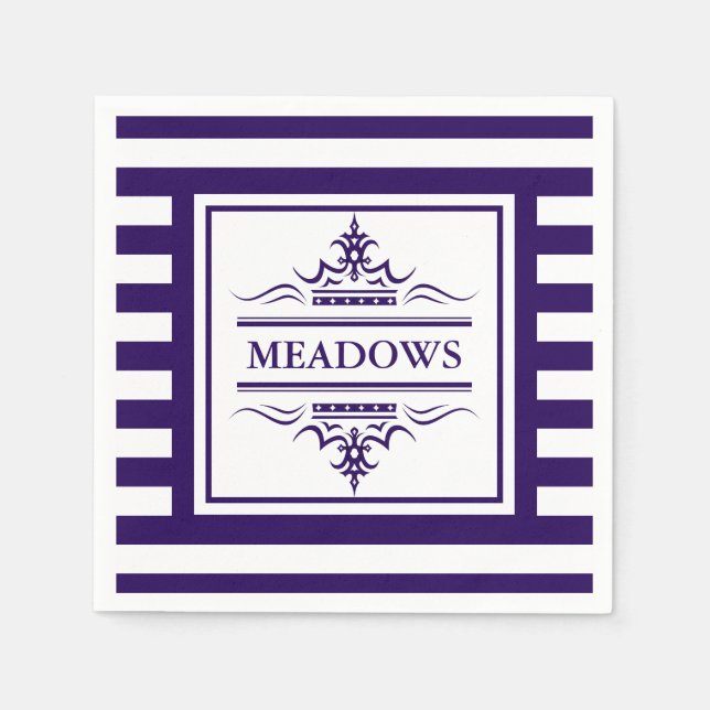 Guardanapo De Papel Monograma - Papel Azul Elegante Marinho Elegante N (Frente)