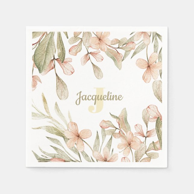 Guardanapo De Papel Monograma pastel, cor-de-rosa, design (Frente)