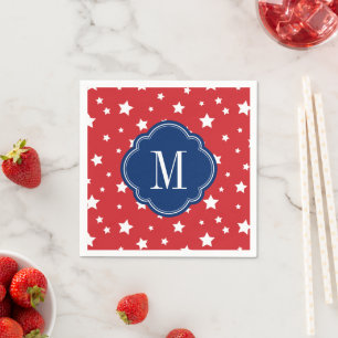 Guardanapo De Papel Monograma patriótico branco e azul vermelho das