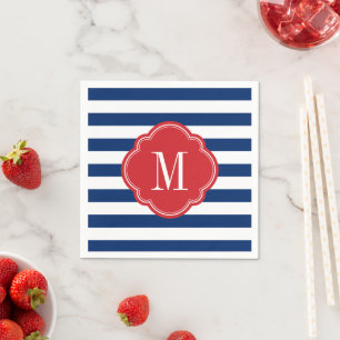 Guardanapo De Papel Monograma patriótico branco e azul vermelho das