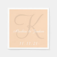 Monograma Peach Simples Papel de Casamento de Core