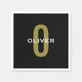 Guardanapo De Papel Monograma Personalizado Branco Dourado