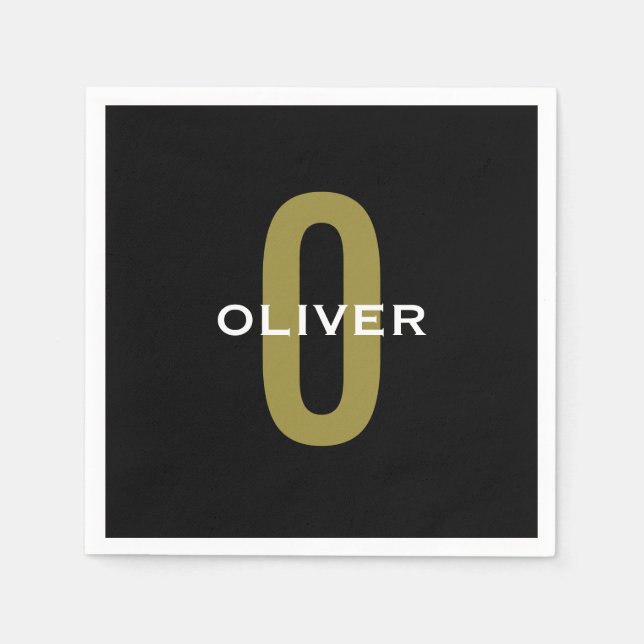 Guardanapo De Papel Monograma Personalizado Branco Dourado (Frente)