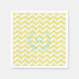 Guardanapo De Papel Monograma Personalizado Chevron Amarelo Chic Paste