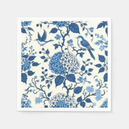 Guardanapo De Papel Monograma Personalizado Chinoiserie Azul e Branco