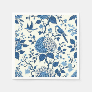 Guardanapo De Papel Monograma Personalizado Chinoiserie Azul e Branco