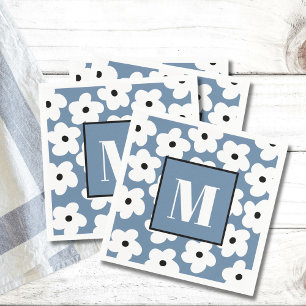 Guardanapo De Papel Monograma Personalizado das Flores Brancas Retro M