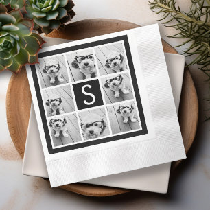 Guardanapo De Papel Monograma Personalizado de Colagem de Fotos em Pre