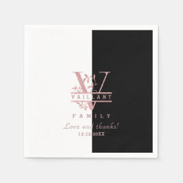 Guardanapo De Papel Monograma Personalizado de Divisão Dourada do Rosa