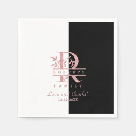 Guardanapo De Papel Monograma Personalizado de Divisão Dourada do Rosa