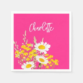 Guardanapo De Papel Monograma Personalizado de Flores Selvagens Modern