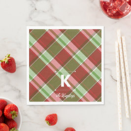 Guardanapo De Papel Monograma Personalizado de Natal Plascado Verde Ve