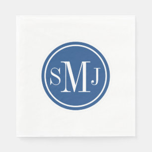 Guardanapo De Papel Monograma personalizado e azul clássico
